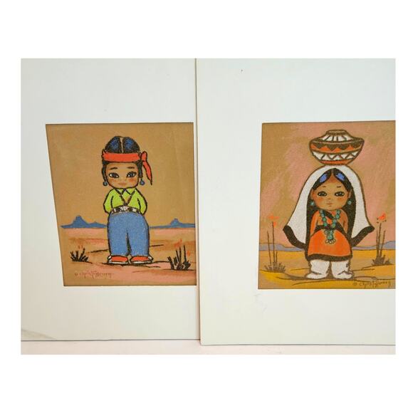 Native American Oodees Pastel Velvet Paper Serigraph prints Gerda Christoffersen - Picture 2 of 10
